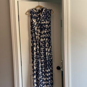 Vince Navy and White Patterned Maxi Dress